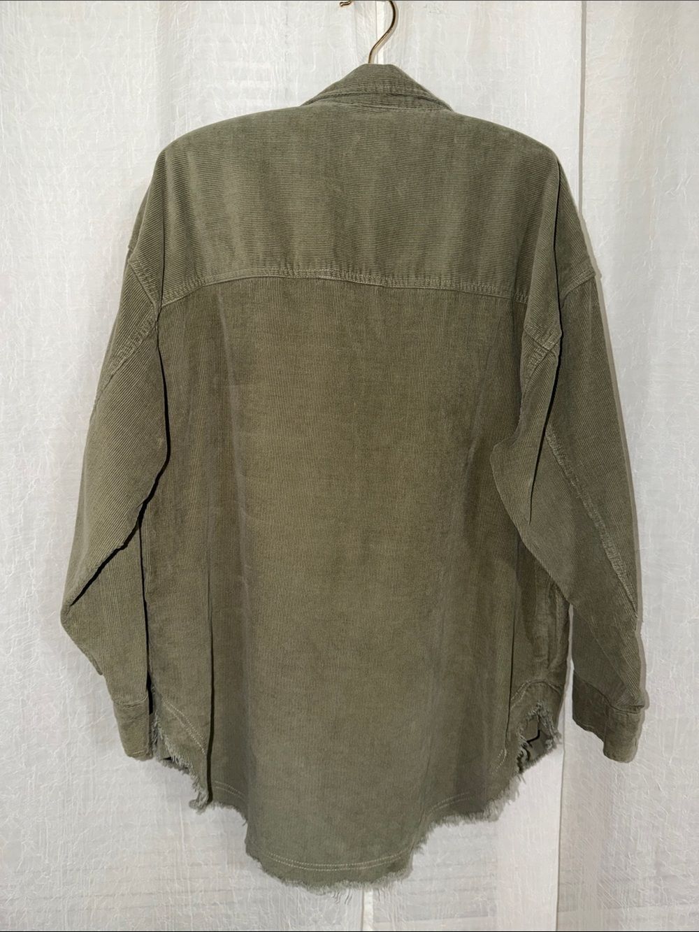 OFFLINE S Bunker Olive Corduroy Pop Over Quarter Zip Cotton Shacket - Picture 5 of 10